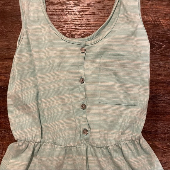 Mint Green/Turquoise and White Striped High-Low Sleeveless Sundress / Sz Small - Picture 6 of 8